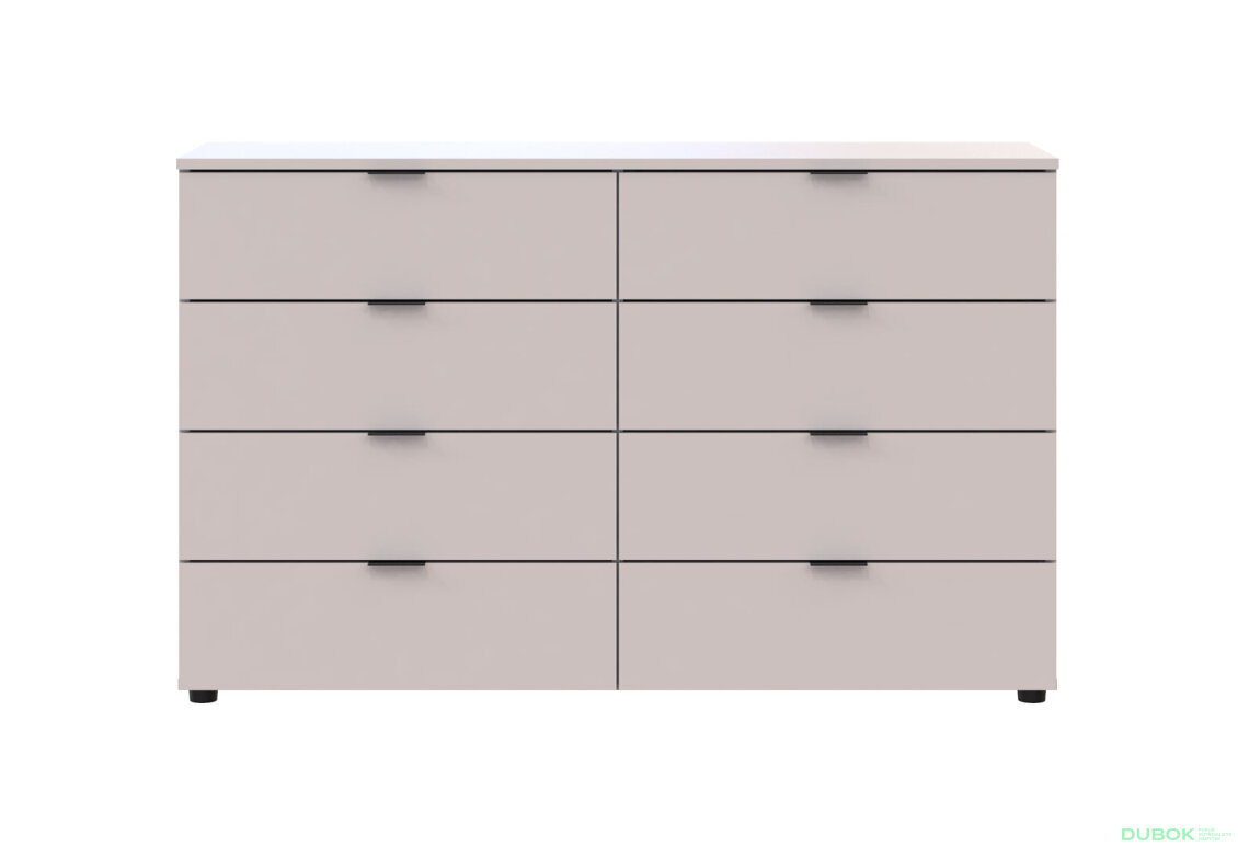 Obrázek 3 - Komoda Ron 8 s 8 zásuvkami 130x38x81 kašmír