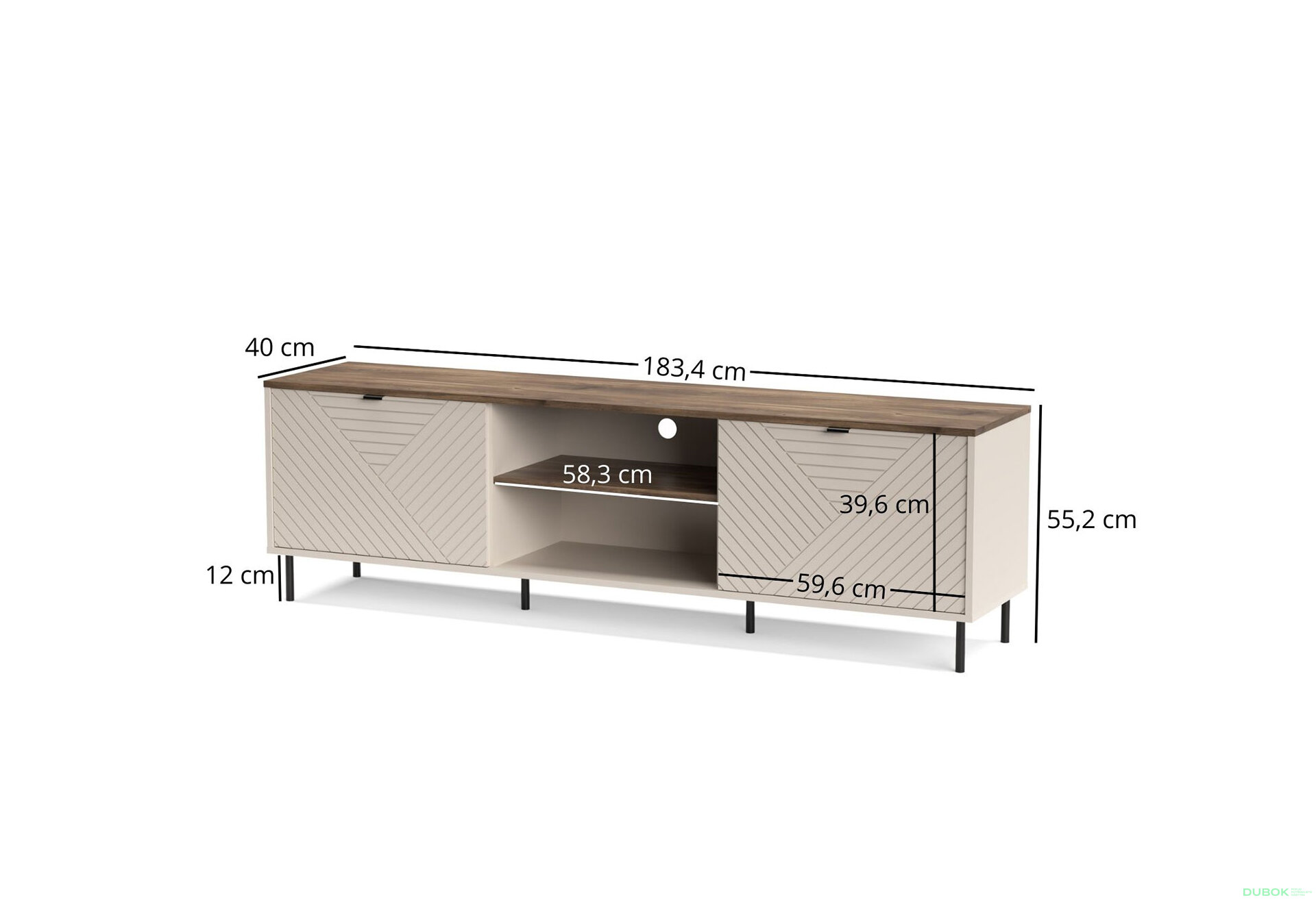 Obrázek 3 - TV stolek 2d/180 [EO3] kašmír / dub castello Evo