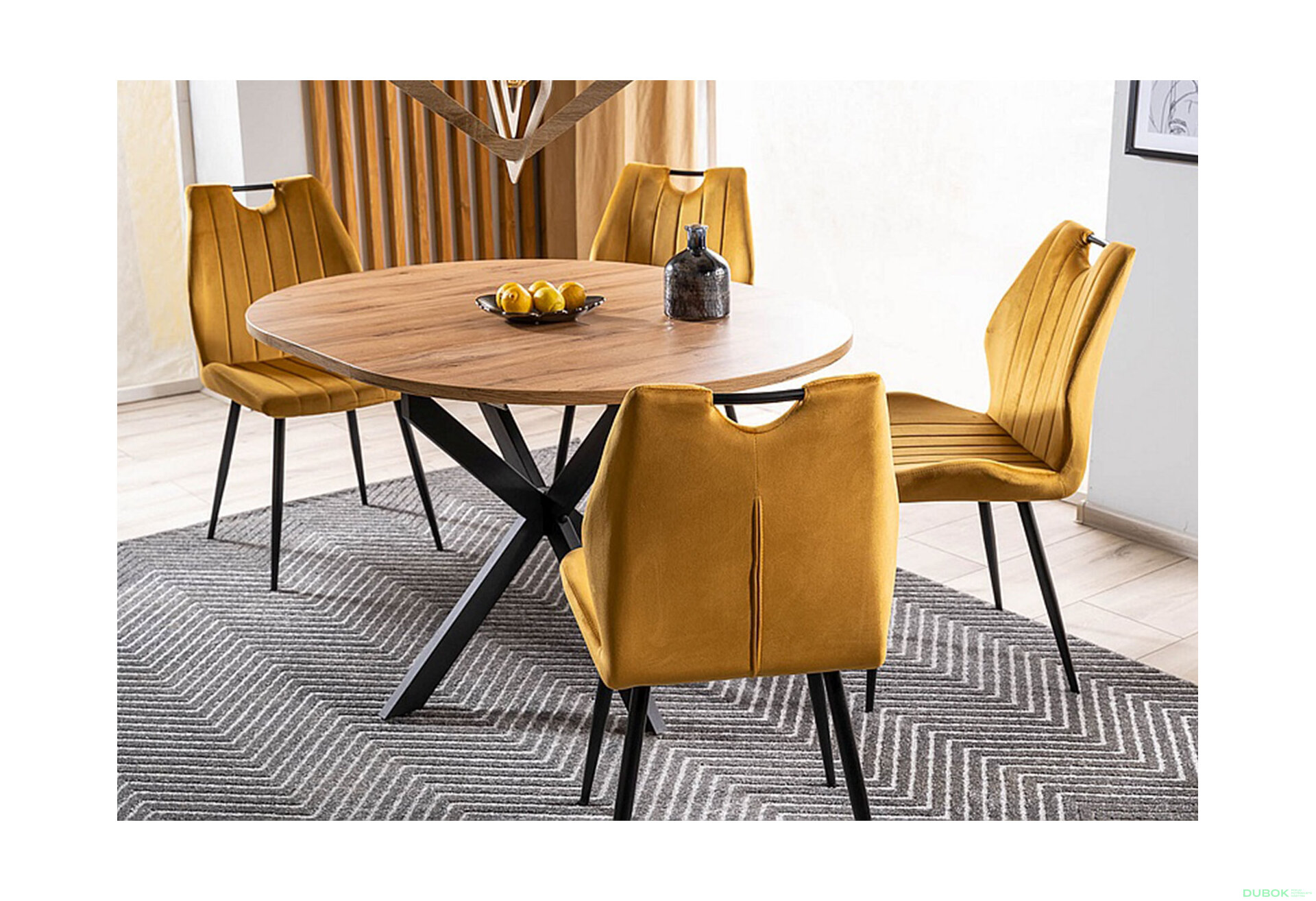 Obrázek 9 - Židle Arco Velvet karí Bluvel 68, matná černá kov