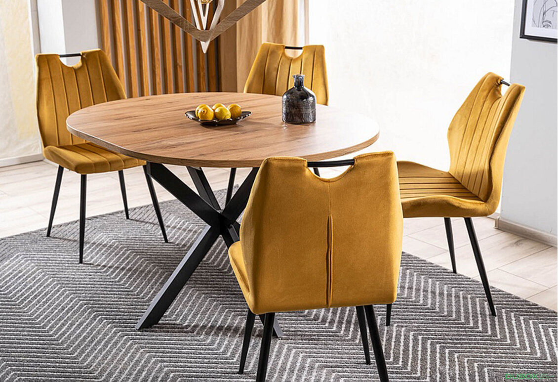 Obrázek 9 - Židle Arco Velvet karí Bluvel 68, matná černá kov