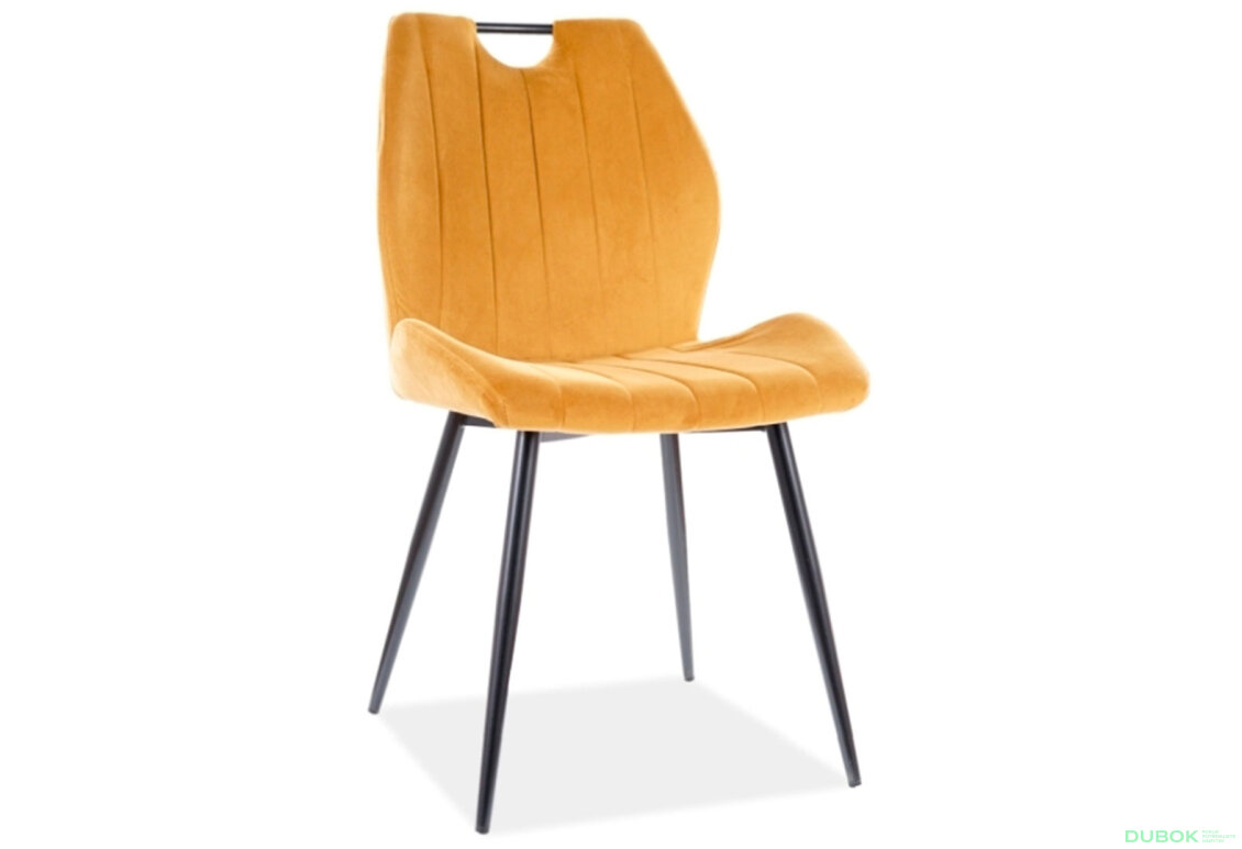 Obrázek 5 - Židle Arco Velvet karí Bluvel 68, matná černá kov