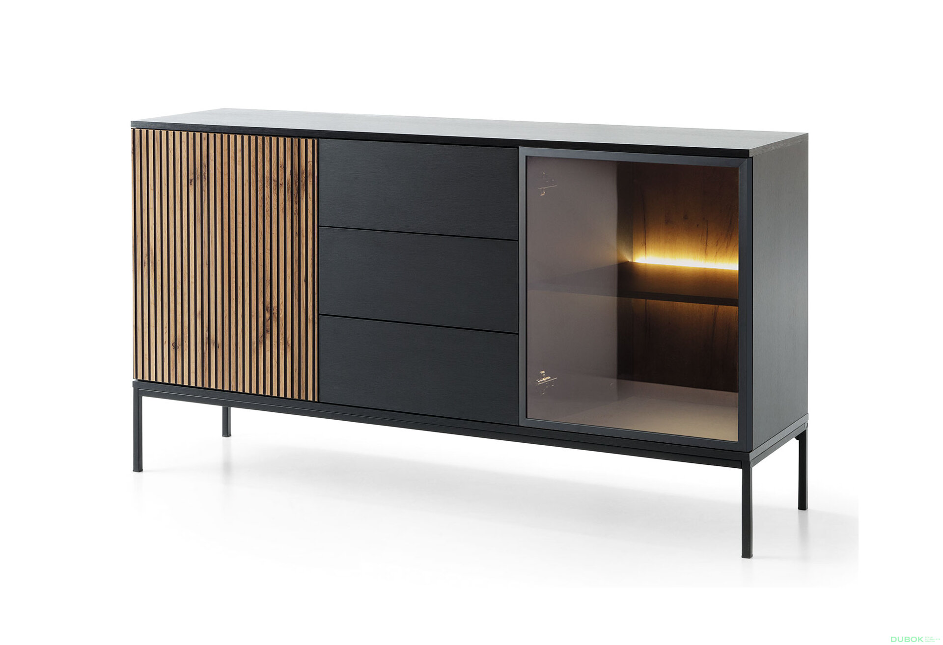 Obrázek 1 - Komoda KSZ154 1 pkt Led Sento černý / dub wotan