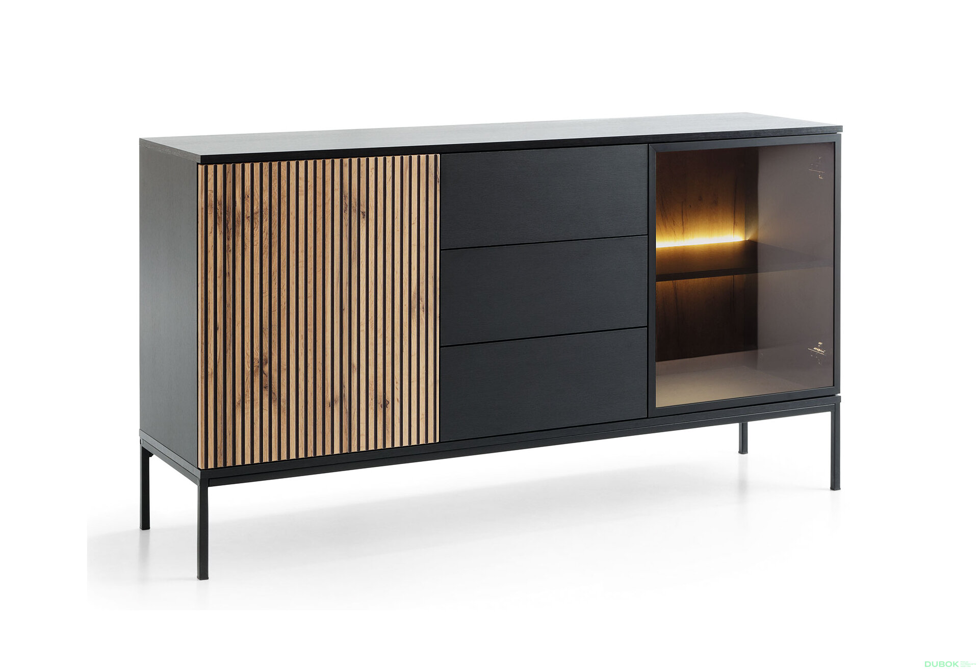 Obrázek 4 - Komoda KSZ154 1 pkt Led Sento černý / dub wotan