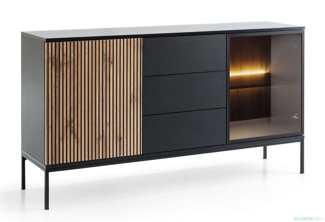 Obrázek 4 - Komoda KSZ154 1 pkt Led Sento černý / dub wotan