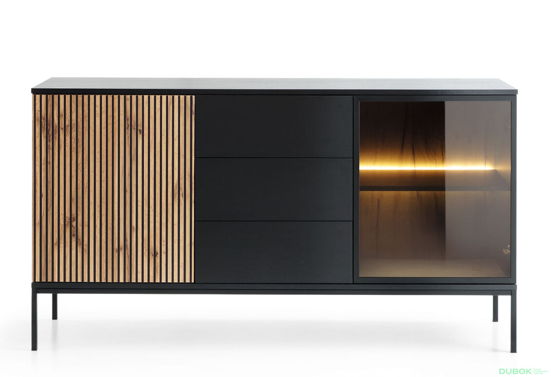 Obrázek 2 - Komoda KSZ154 1 pkt Led Sento černý / dub wotan