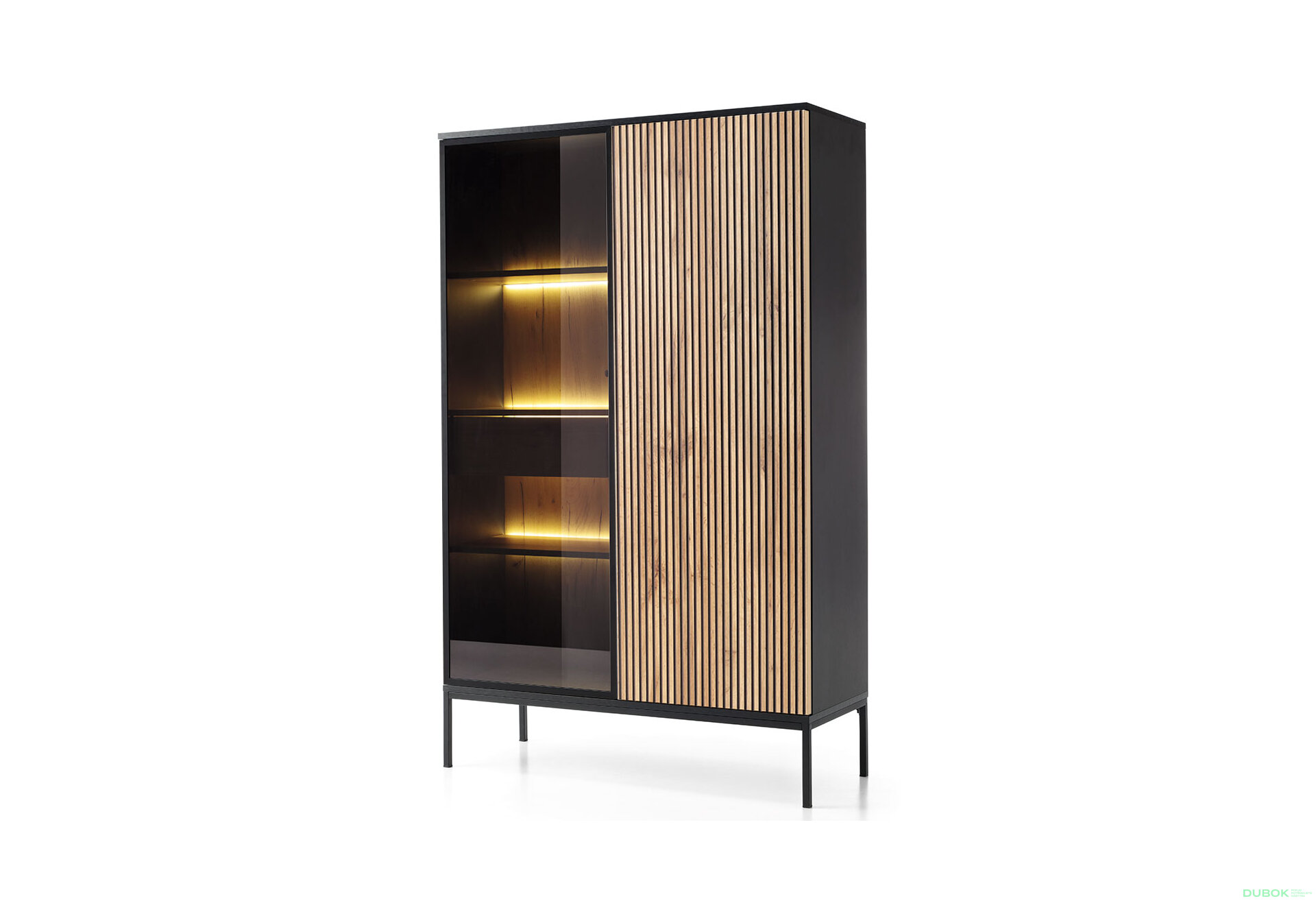 Obrázek 1 - Vitrína WTSZ104 3 pkt Led Sento černý / dub wotan