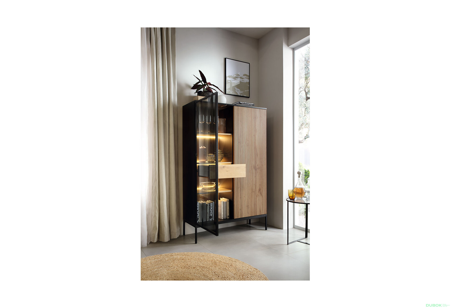 Obrázek 6 - Vitrína WTSZ104 3 pkt Led Sento černý / dub wotan