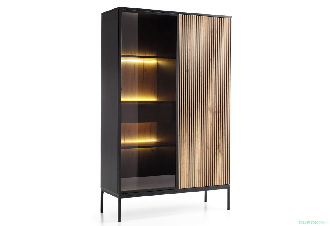 Obrázek 4 - Vitrína WTSZ104 3 pkt Led Sento černý / dub wotan