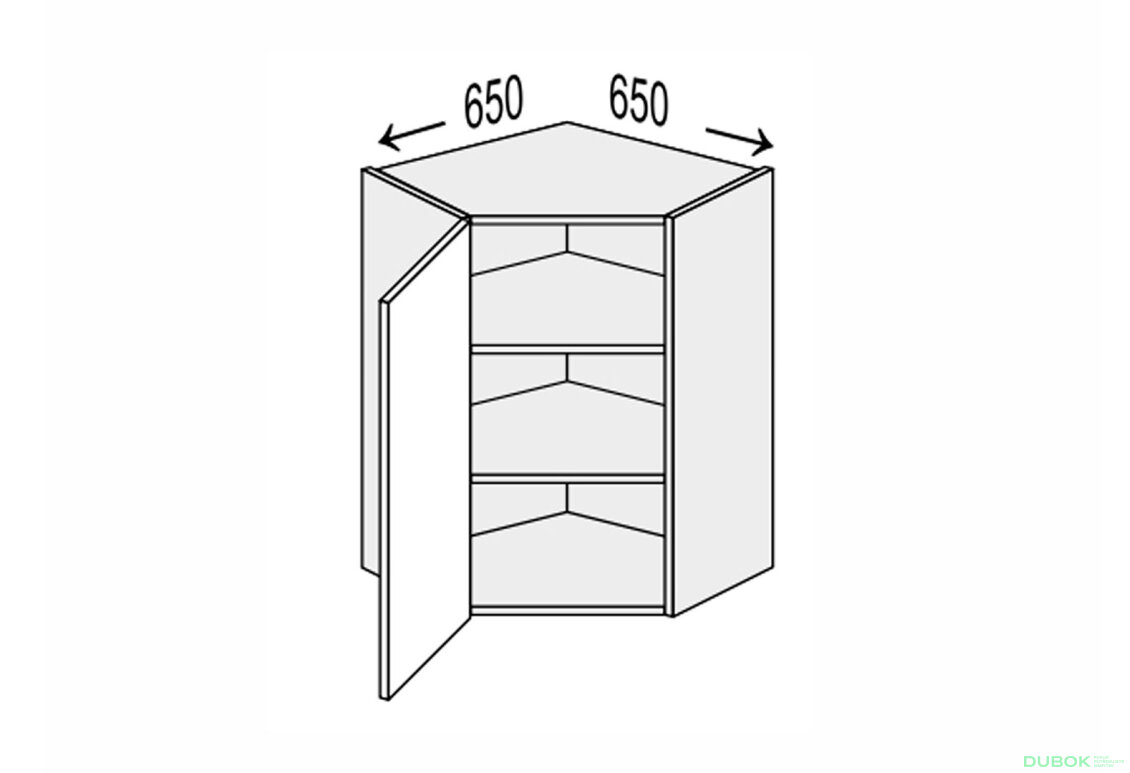 Vrchní roh V 45°/720 (650x650) 1dveře Glory
