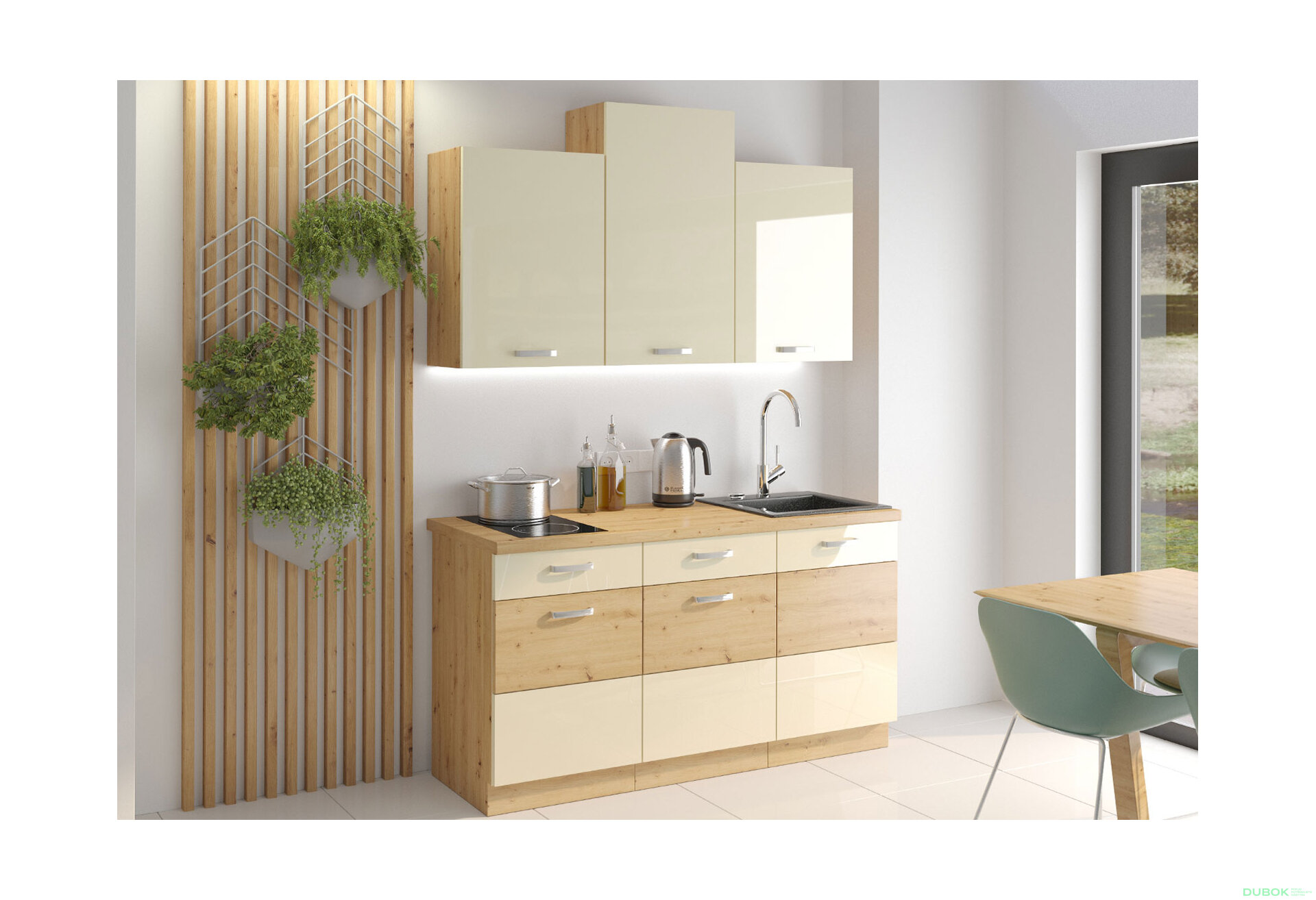 Obrázek 1 - Kuchyňská sestava 1.5 m Artisan / krém lesk