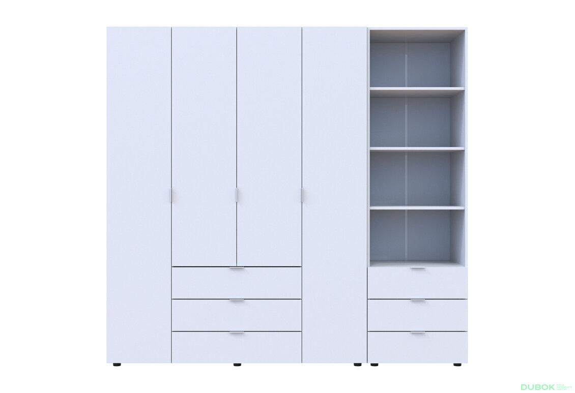 Obrázek 3 - Skříň 4D s regálem se zásuvkami Gelar 215 cm bílý