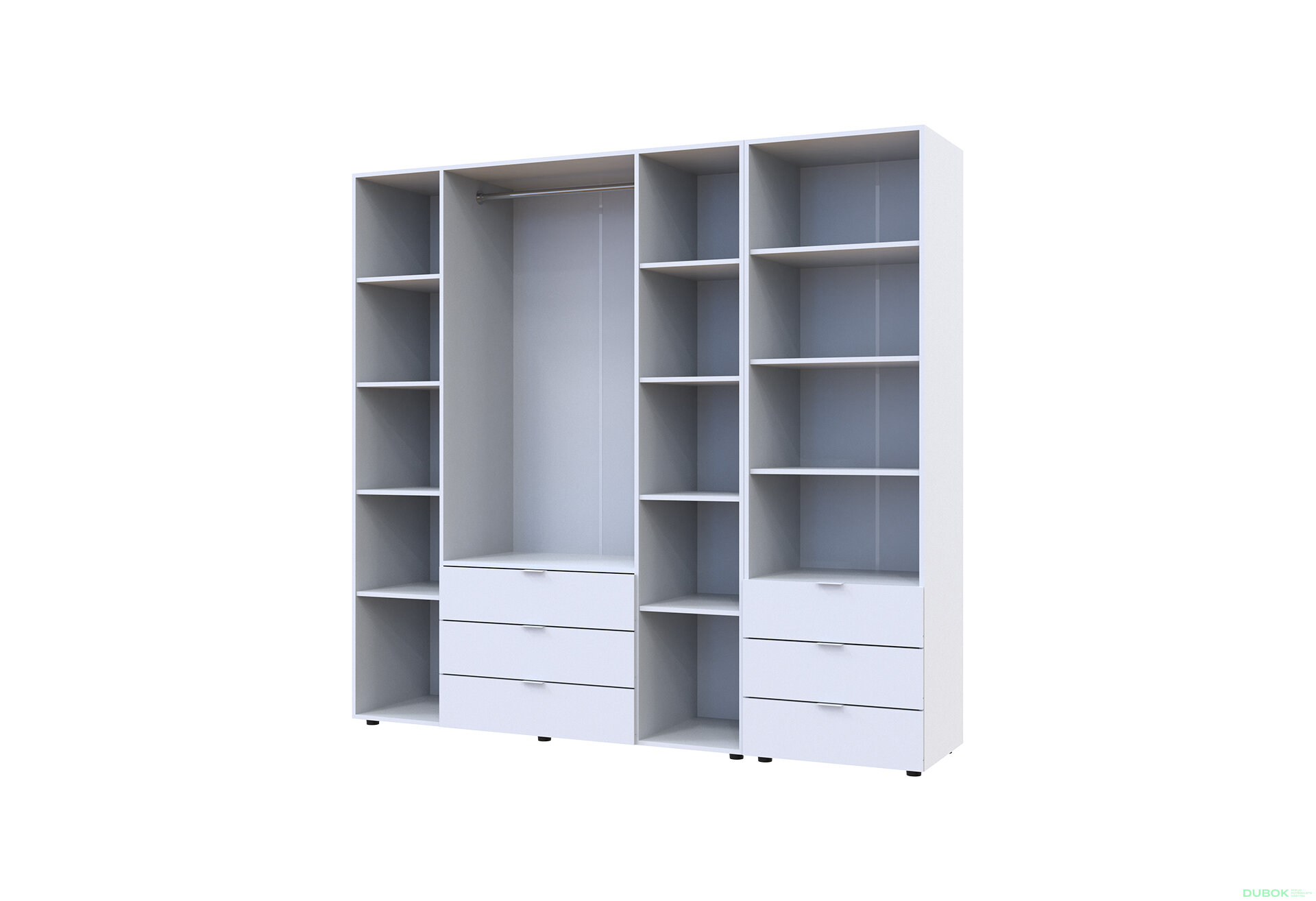 Obrázek 6 - Skříň 4D s regálem se zásuvkami Gelar 215 cm bílý
