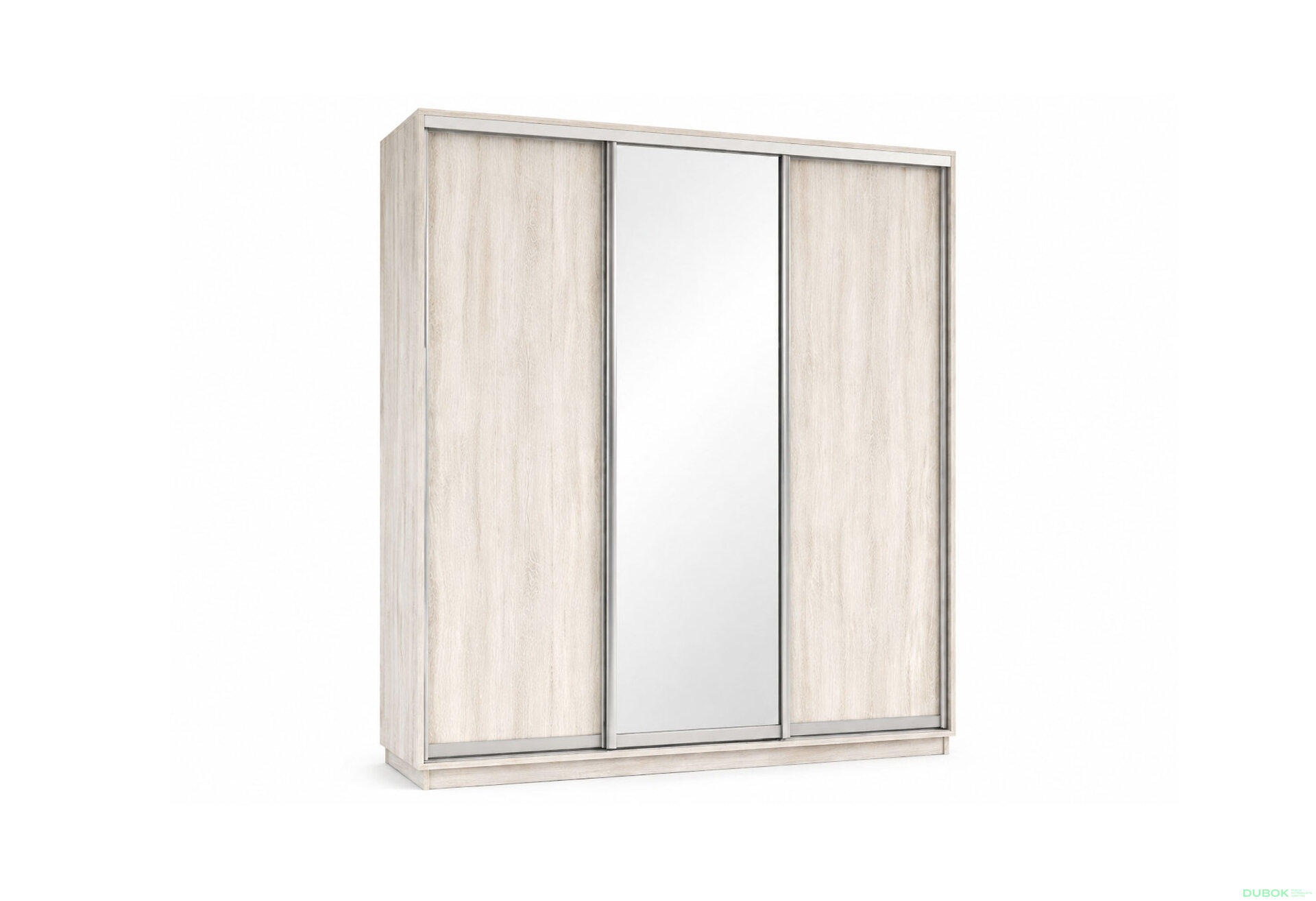 Obrázek 1 - Skříň s posuvnými dveřmi 2000x2200x600 2LTD 1 Zrcadlo Artwood světlý, profil stříbrný
