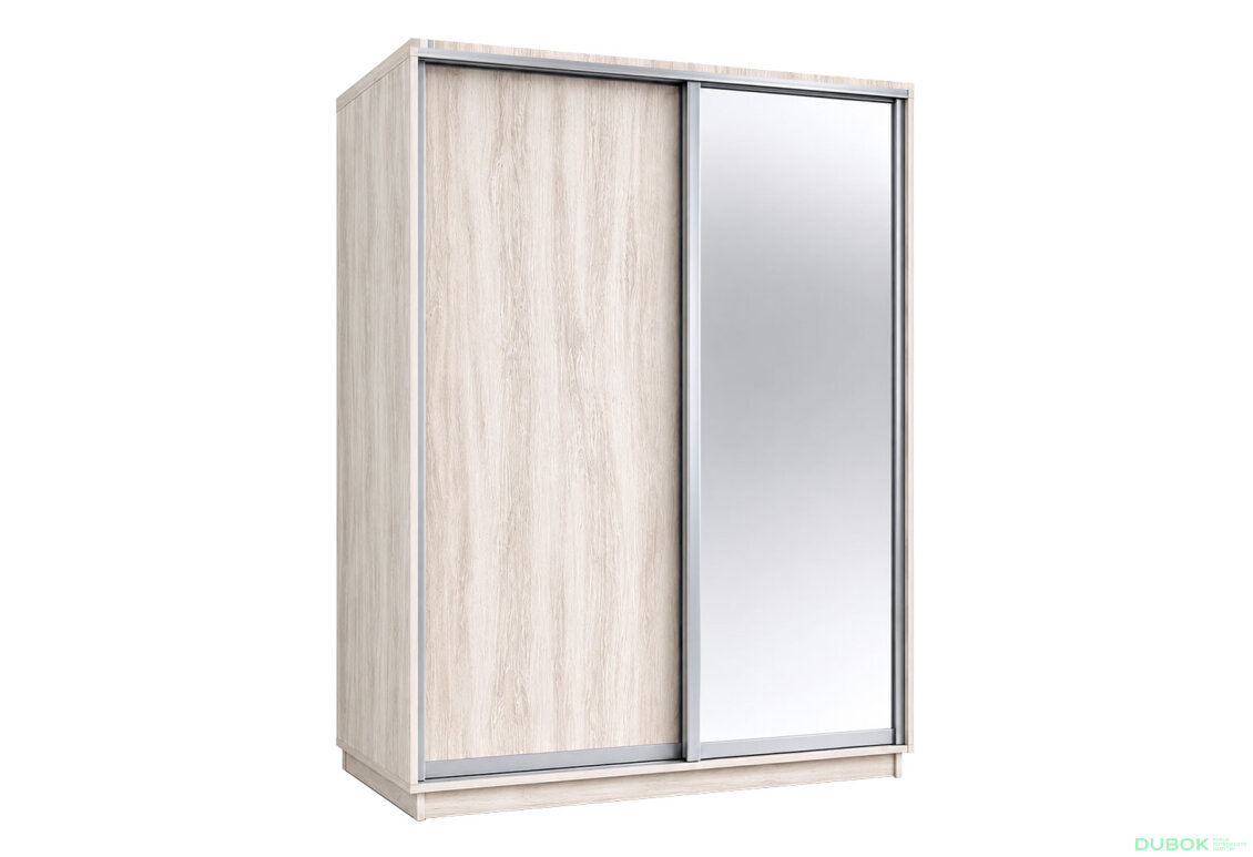 Skříň s posuvnými dveřmi 1800x2200x600 1LTD 1 Zrcadlo Artwood světlý, profil stříbrný