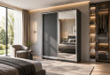 Obrázek 2 - Skříň s posuvnými dveřmi 1800x2200x600 1LTD 1 Zrcadlo grafit šedý, profil stříbrný
