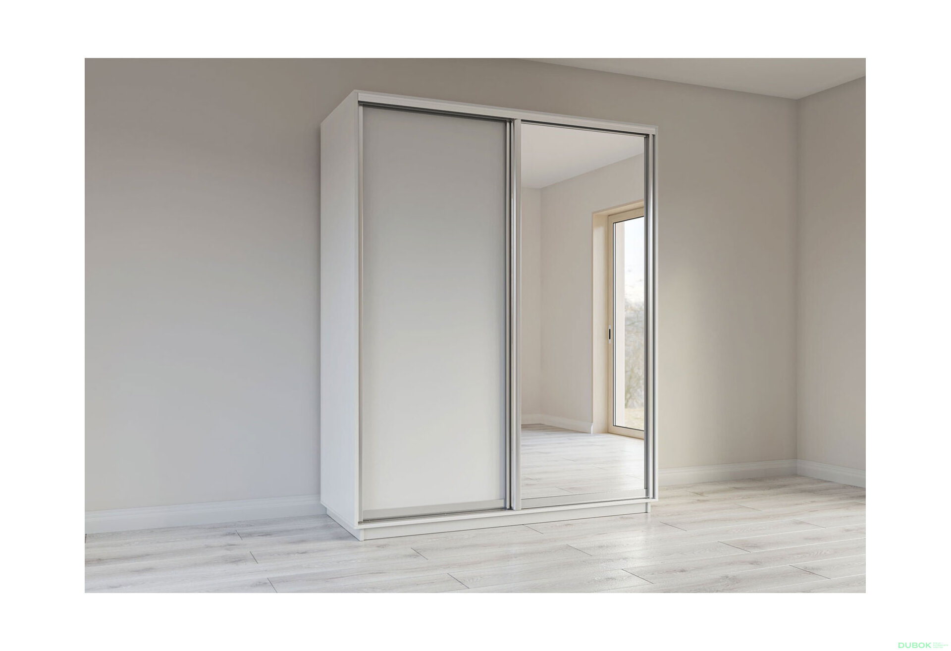 Obrázek 3 - Skříň s posuvnými dveřmi 1800x2400x600 1LTD 1 Zrcadlo Nymphea Alba, profil stříbrný