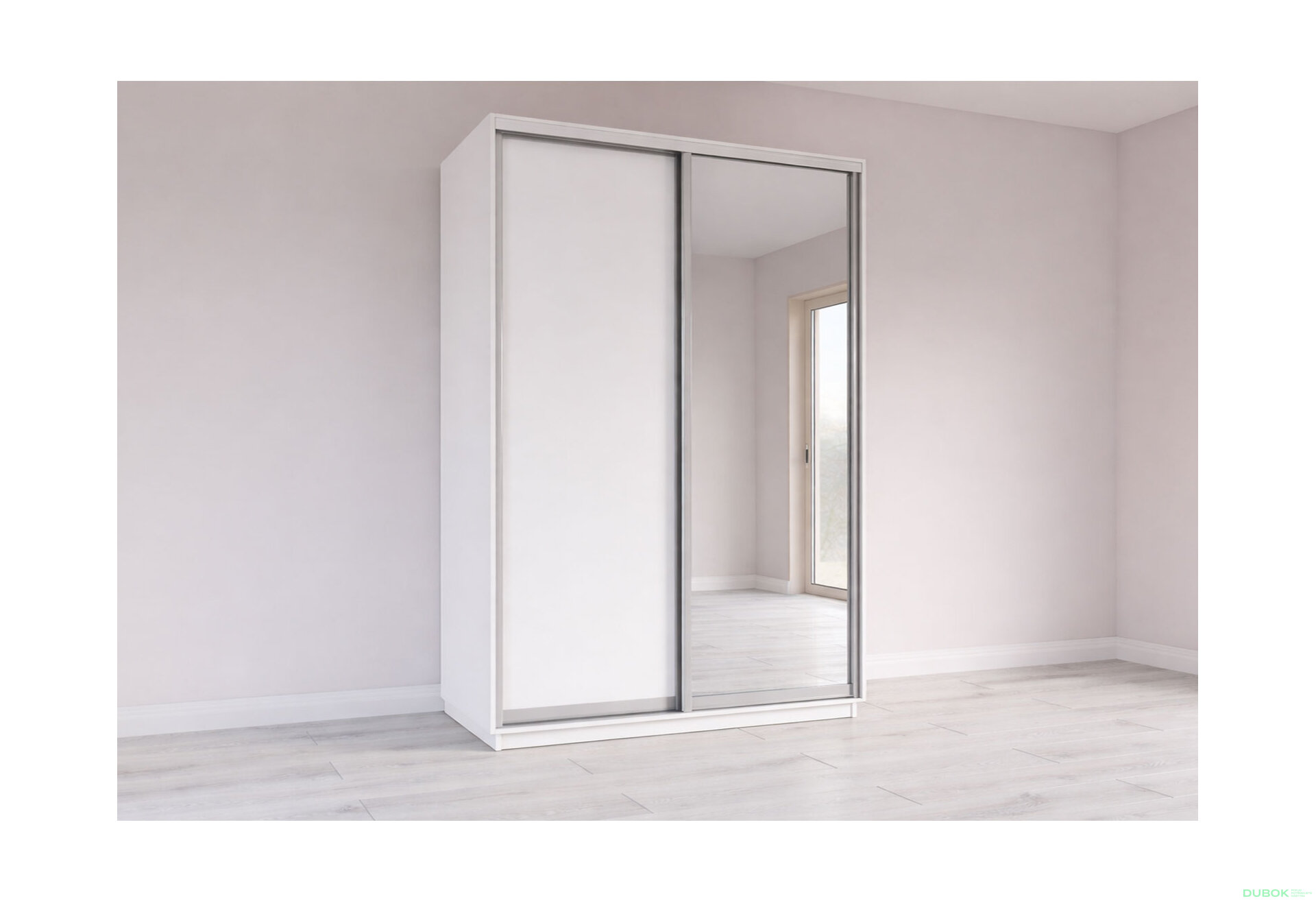 Obrázek 3 - Skříně s posuvnými dveřmi 1500x2400x600 1LTD 1 Zrcadlo Nymphea Alba, profil stříbrný