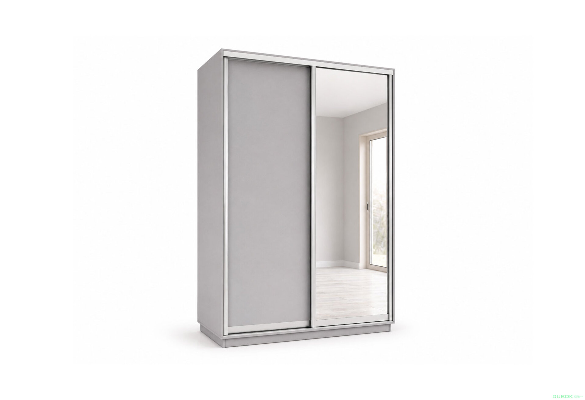Obrázek 1 - Skříň s posuvnými dveřmi 1500x2400x600 1LTD 1 Zrcadlo myší šedá, profil stříbrný