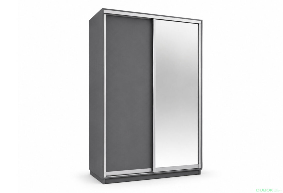 Skříň s posuvnými dveřmi 1500x2400x600 1LTD 1 Zrcadlo grafit šedý, profil stříbrný