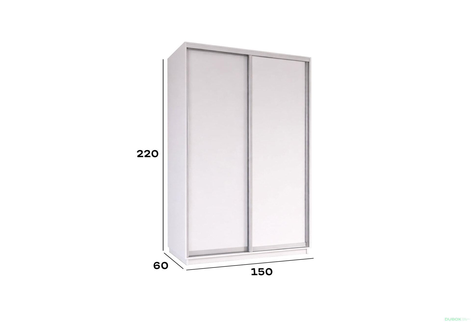 Obrázek 4 - Skříň s posuvnými dveřmi 1500x2200x600 2LTD Nymphea Alba, profil stříbrný