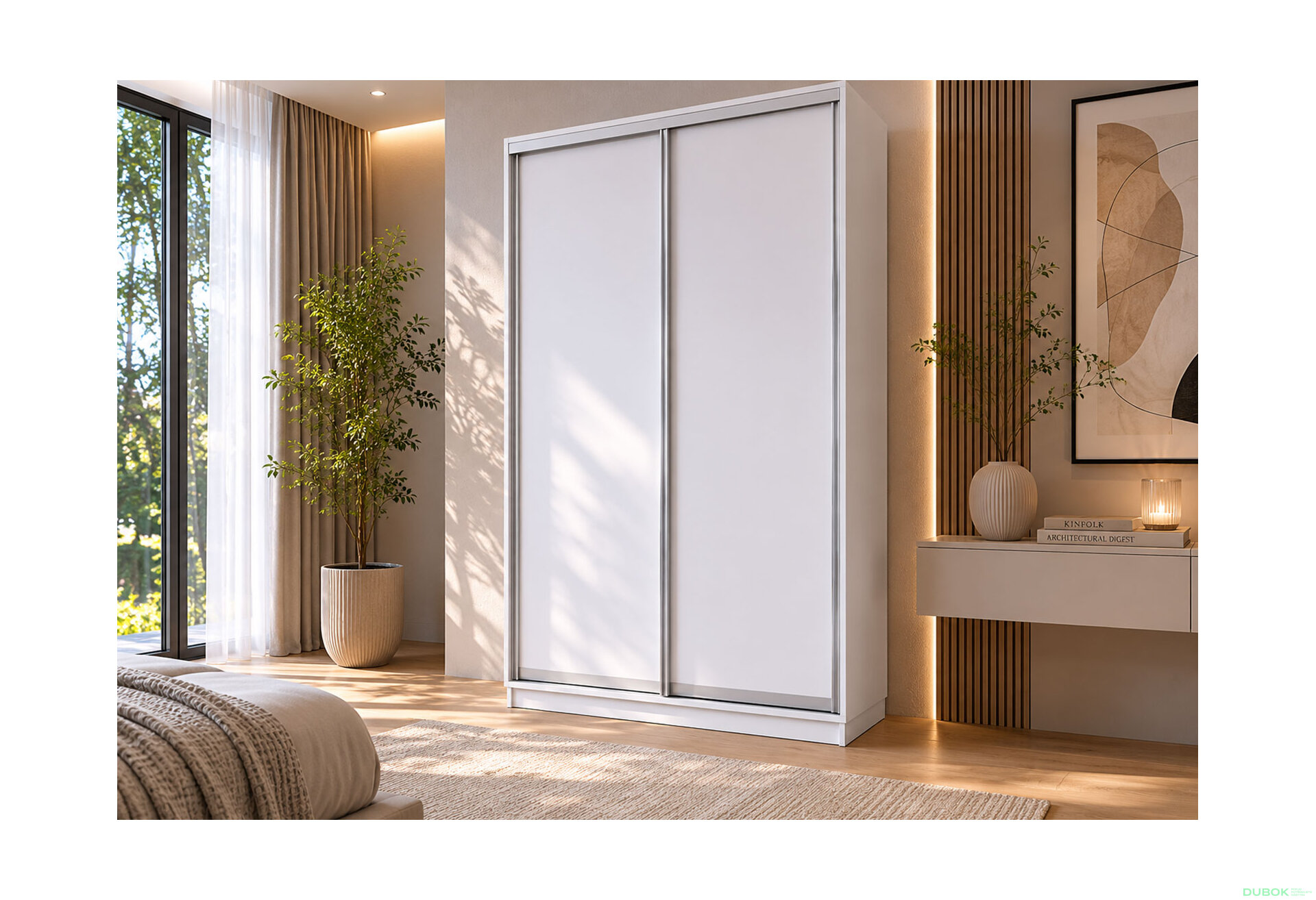 Obrázek 3 - Skříň s posuvnými dveřmi 1500x2200x600 2LTD Nymphea Alba, profil stříbrný