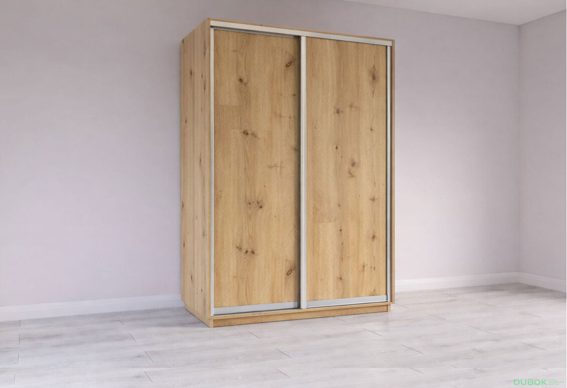 Obrázek 3 - Skříň s posuvnými dveřmi 1500x2200x600 2LTD Dub Artisan, profil stříbrný