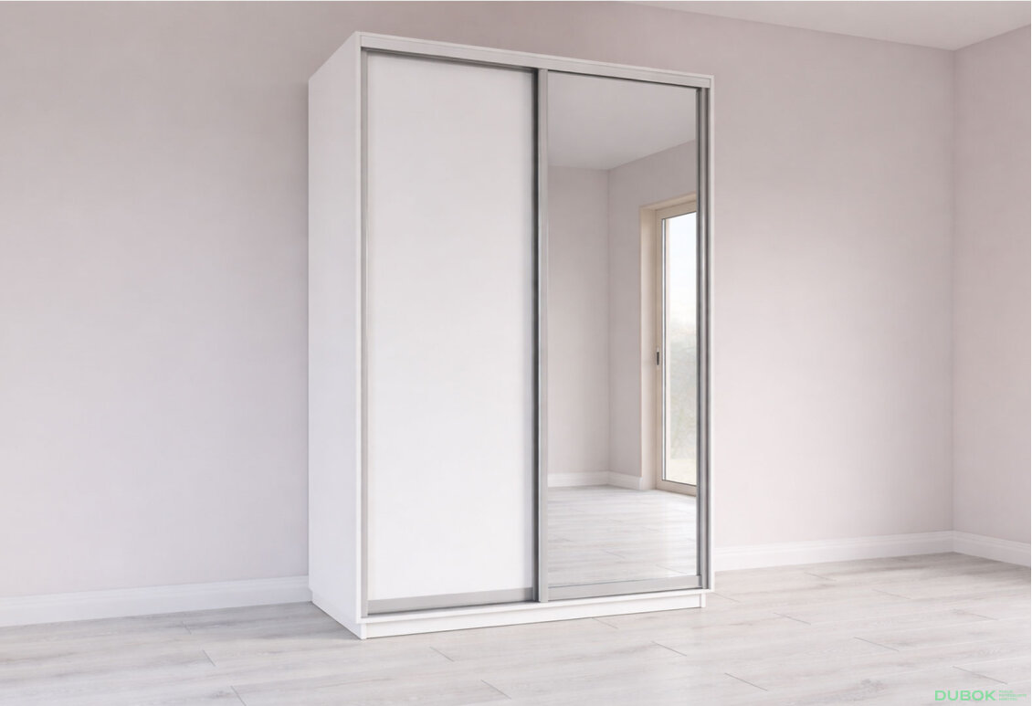 Obrázek 3 - Skříň s posuvnými dveřmi 1500x2200x600 1LTD 1 Zrcadlo Nymphea Alba, profil stříbrný