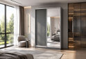 Obrázek 2 - Skříň s posuvnými dveřmi 1500x2200x600 1LTD 1 Zrcadlo grafit šedý, profil stříbrný