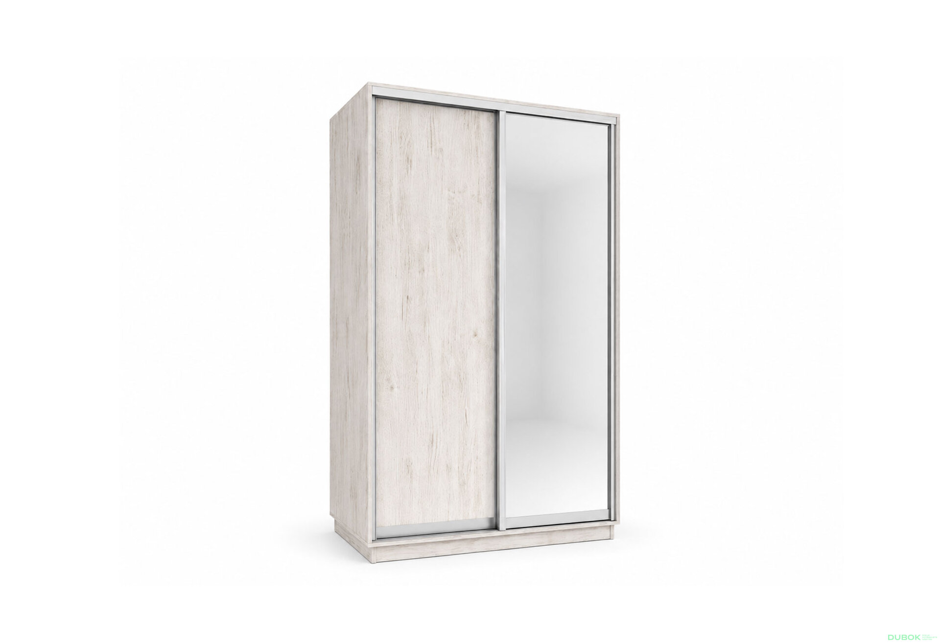 Obrázek 1 - Skříně s posuvnými dveřmi 1400x2200x600 1LTD 1 Zrcadlo Dub Craft bílý, profil stříbrný