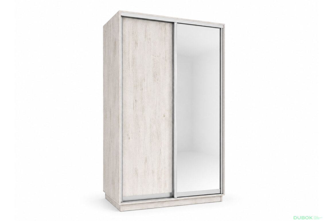 Skříně s posuvnými dveřmi 1400x2200x600 1LTD 1 Zrcadlo Dub Craft bílý, profil stříbrný