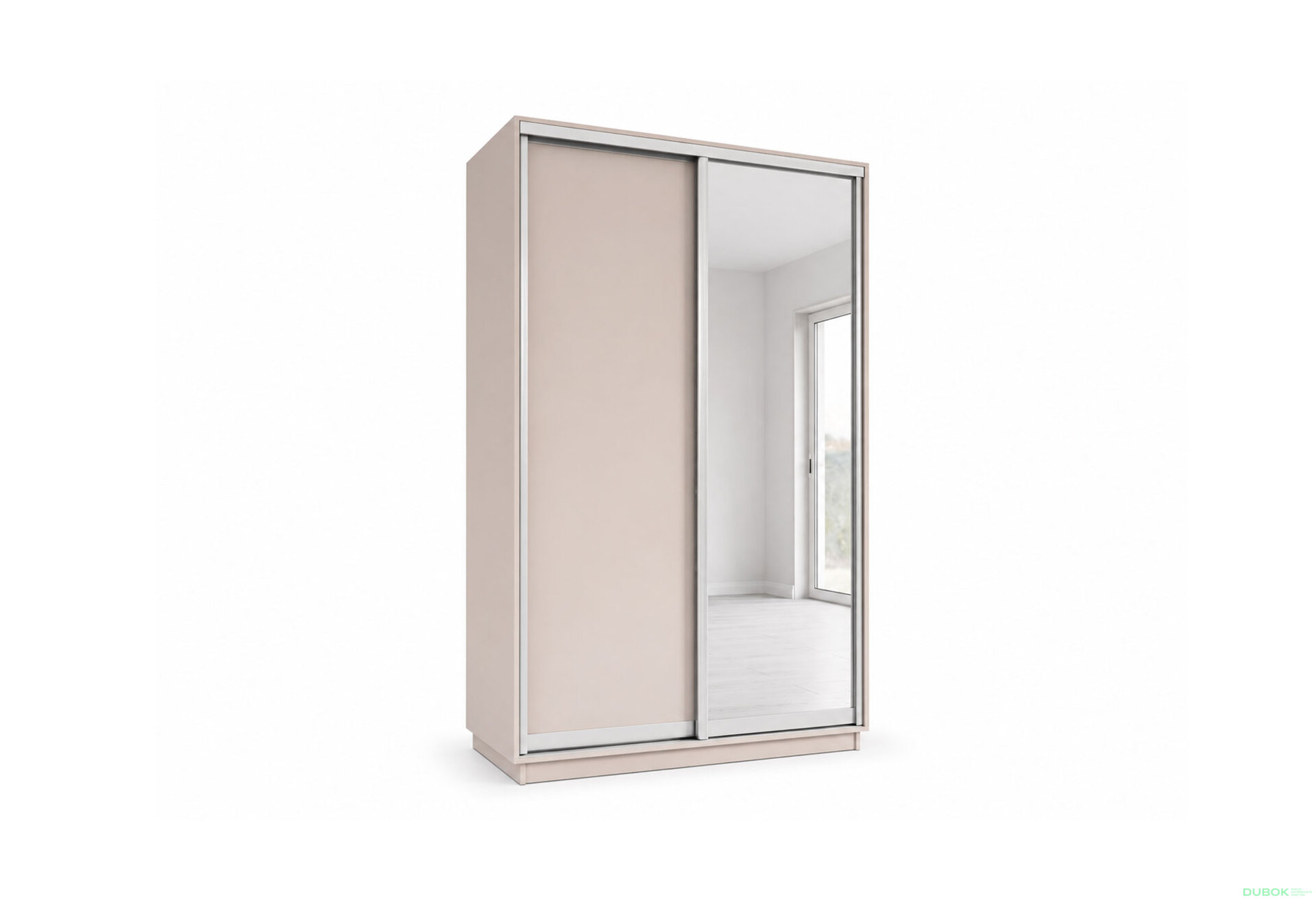Obrázek 1 - Skříň s posuvnými dveřmi 1400x2200x600 1LTD 1 Zrcadlo Kašmír, profil stříbrný