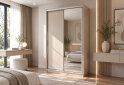 Obrázek 2 - Skříň s posuvnými dveřmi 1400x2200x600 1LTD 1 Zrcadlo Kašmír, profil stříbrný