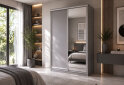 Obrázek 2 - Skříň s posuvnými dveřmi 1400x2200x600 1LTD 1 Zrcadlo myší šedá, profil stříbrný