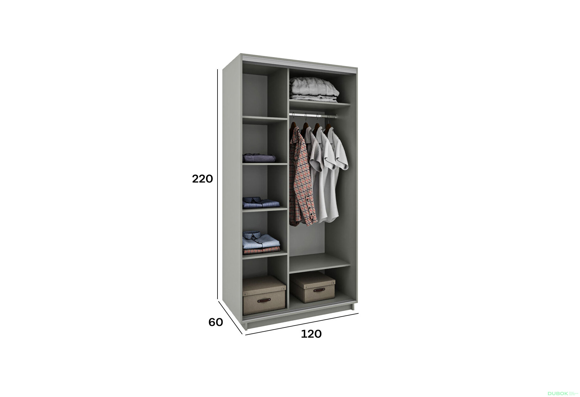 Obrázek 4 - Skříň s posuvnými dveřmi 1200x2200x600 1LTD 1 Zrcadlo Dub Sonoma, profil stříbrný