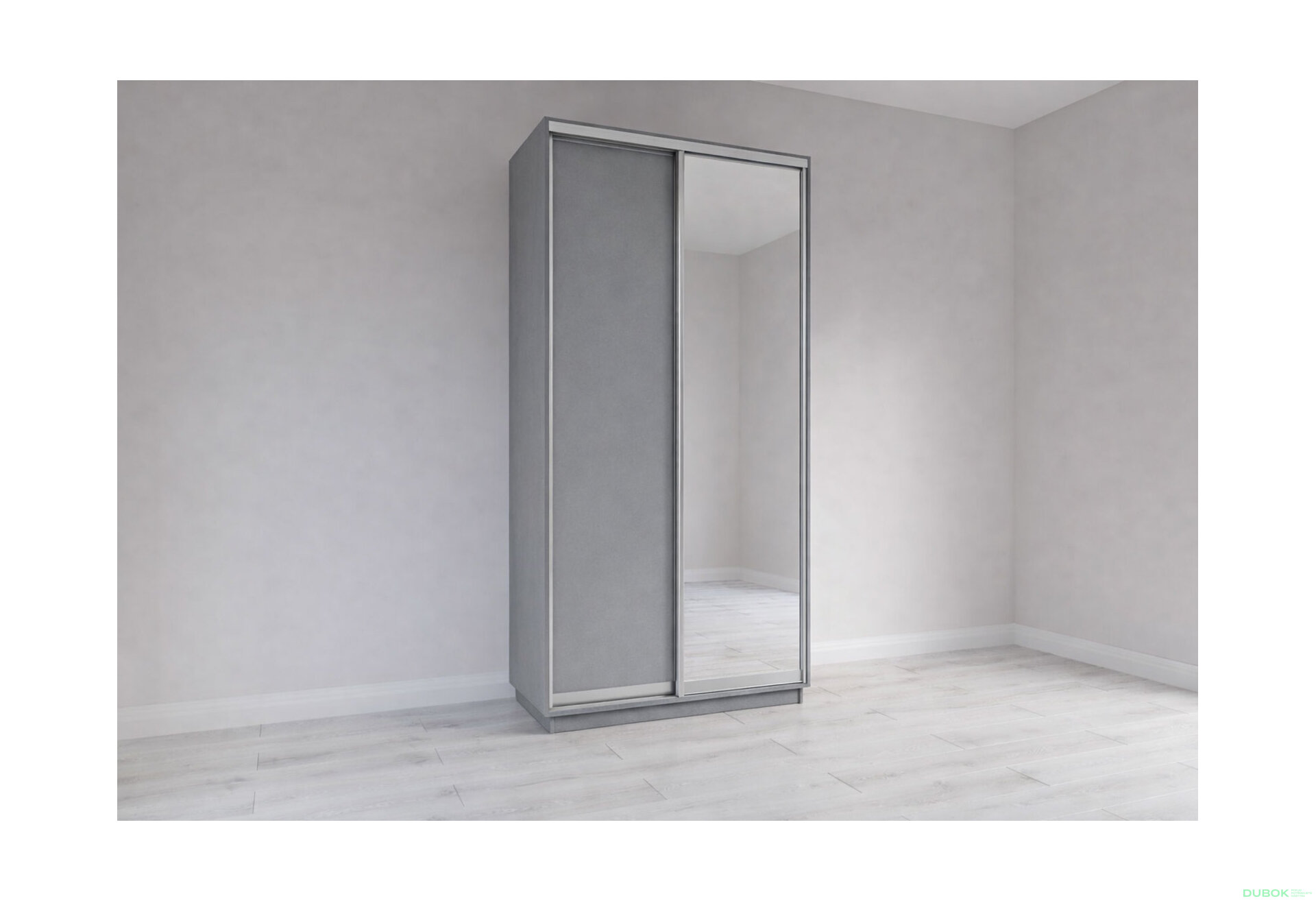 Obrázek 3 - Skříň s posuvnými dveřmi 1200x2200x600 1LTD 1 Zrcadlo šedá myška, profil stříbrný