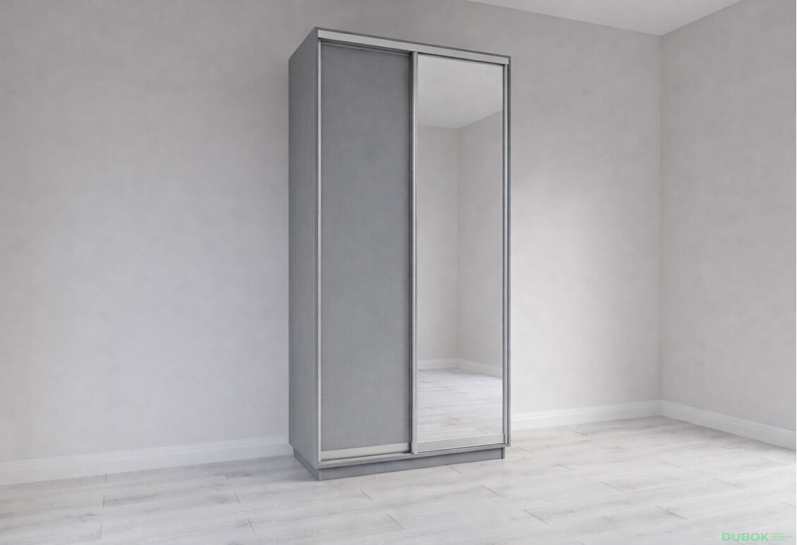 Obrázek 3 - Skříň s posuvnými dveřmi 1200x2200x600 1LTD 1 Zrcadlo šedá myška, profil stříbrný