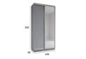Obrázek 5 - Skříň s posuvnými dveřmi 1200x2200x600 1LTD 1 Zrcadlo šedá myška, profil stříbrný