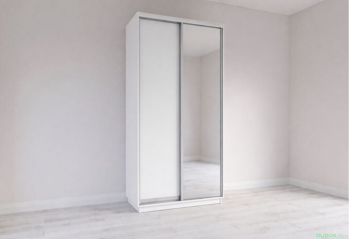 Obrázek 3 - Skříň s posuvnými dveřmi 1200x2400x600 1LTD 1 Zrcadlo Nymphea Alba, profil stříbrný