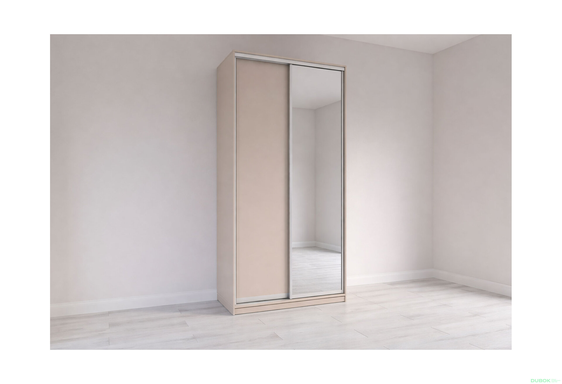 Obrázek 3 - Skříň s posuvnými dveřmi 1200x2400x600 1LTD 1 Zrcadlo Kašmír, profil stříbrný