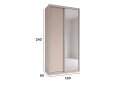 Obrázek 4 - Skříň s posuvnými dveřmi 1200x2400x600 1LTD 1 Zrcadlo Kašmír, profil stříbrný