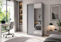 Obrázek 2 - Skříň s posuvnými dveřmi 1200x2400x600 1LTD 1 Zrcadlo myší šedá, profil stříbrný