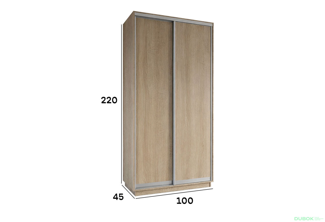 Obrázek 5 - Skříň s posuvnými dveřmi 1000x2200x450 2LTD Dub Sonoma, profil stříbrný