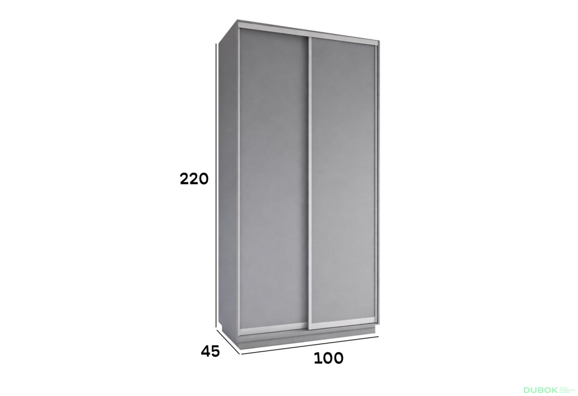 Obrázek 5 - Skříň s posuvnými dveřmi 1000x2200x450 2LTD šedá myška, profil stříbrný