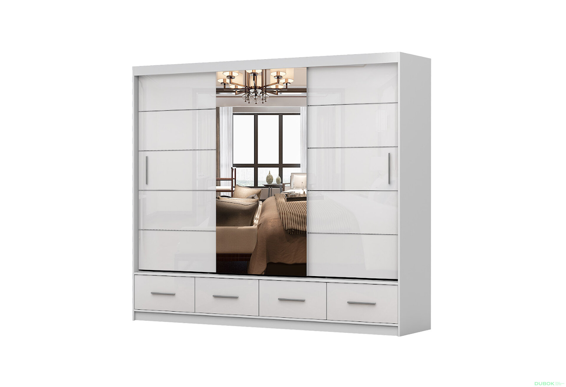 Obrázek 1 - Skříň Florence 3D 250 bílý lesk