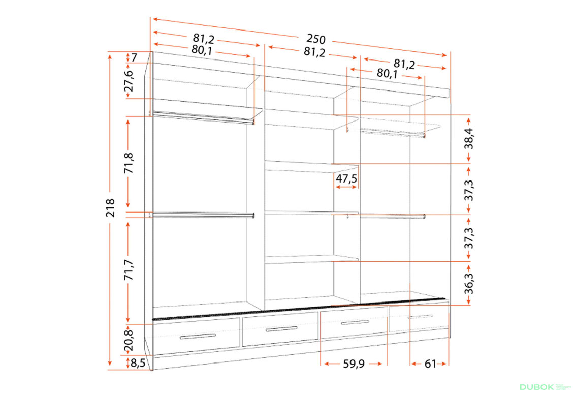 Obrázek 4 - Skříň Florence 3D 250 bílý lesk