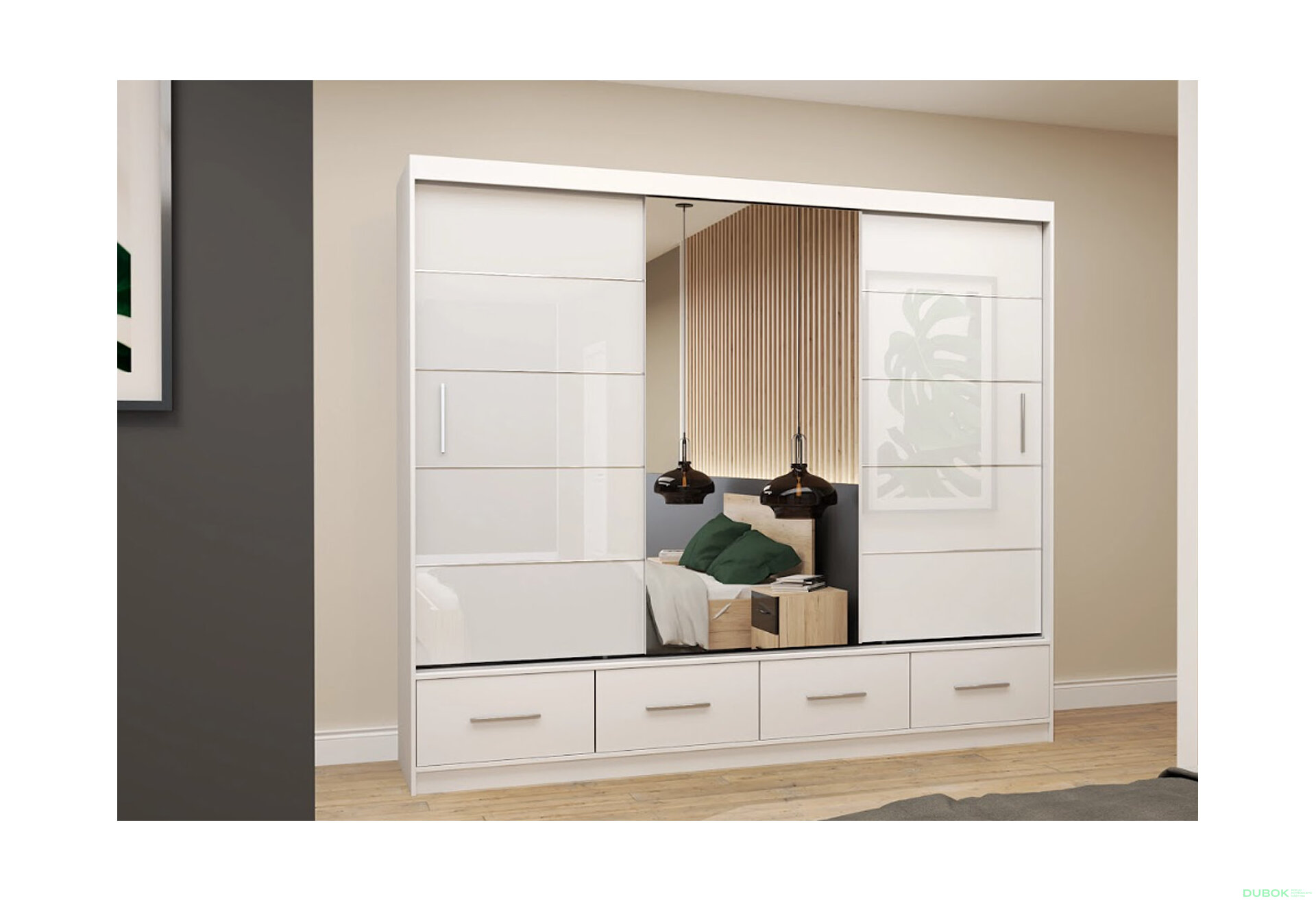 Obrázek 2 - Skříň Florence 3D 250 bílý lesk