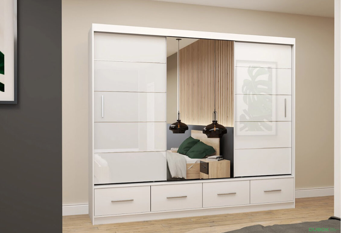 Obrázek 2 - Skříň Florence 3D 250 bílý lesk