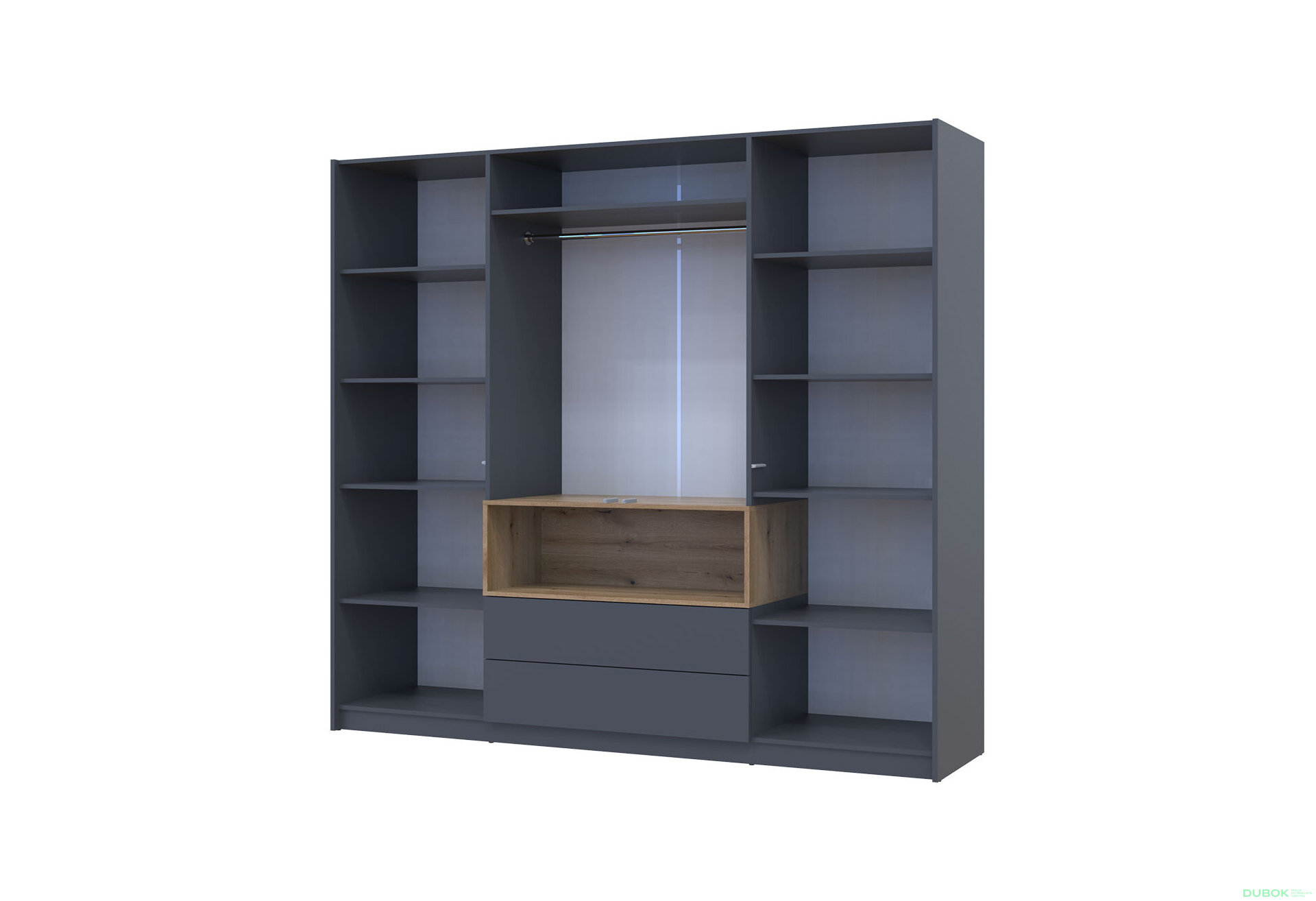 Obrázek 6 - Skříň čtyřdveřová Dale 206x52x220 cm grafit / dub evoke Vystavený kus