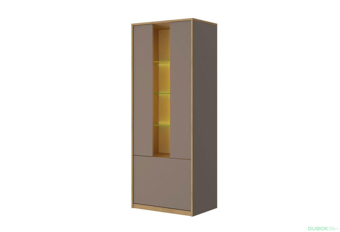 Vitrína nízká 1d1w šedý kubanit Complex
