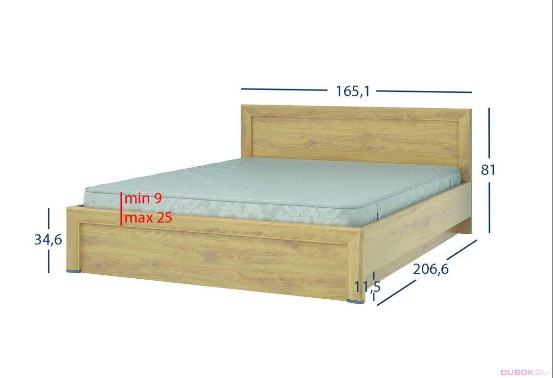 Obrázek 6 - Postel 160x200 s roštem, úložným prostorem Sapori dub navarra